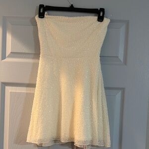 Oh Polly Shimmering Salerno Cream Strapless Dress